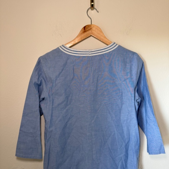 J. McLaughlin Tunic Top Women's Blue SM Embroidered Vacation Resort Preppy - Picture 5 of 5